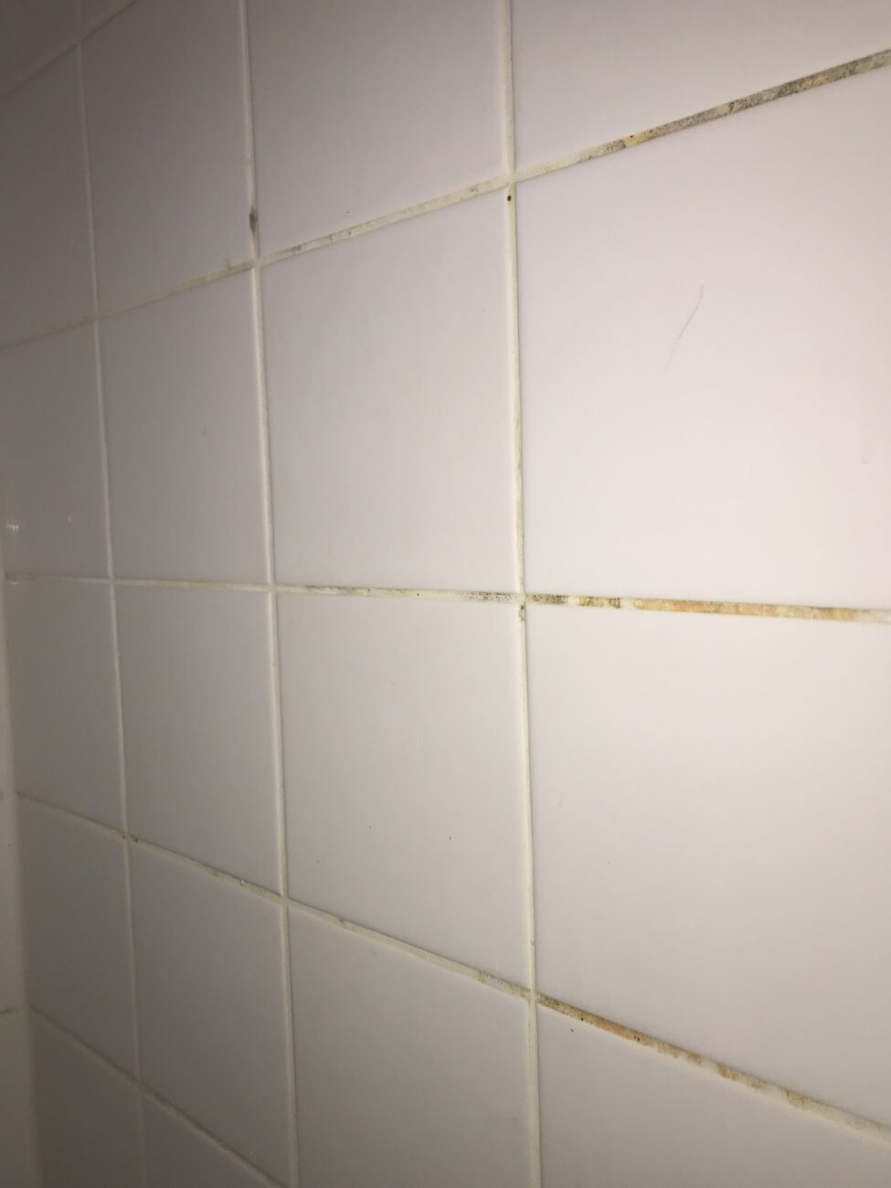 verschmutzte Fliesenfugen im Badezimmer