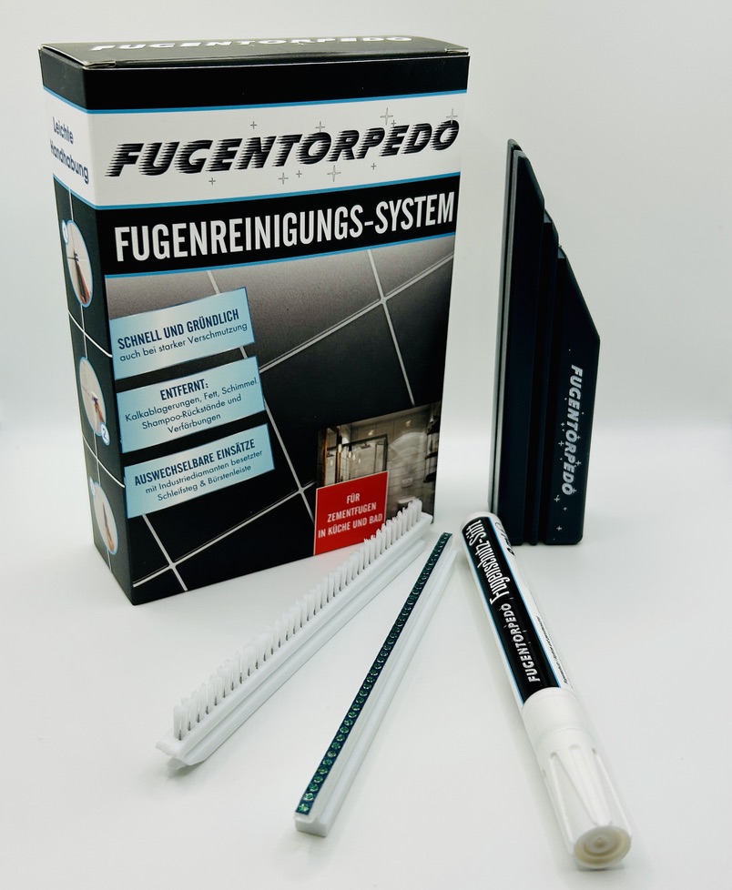 Zementfugen reinigen mit Fugentorpedo Kompakt-Set